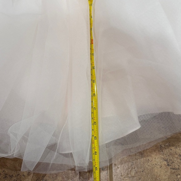 New David’s Bridal Flower Girl Tulle Dress Tie Waist Sz 10 Open Back Rose Gold - Picture 12 of 12